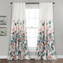 Lush Decor Zuri Flora Room Darkening 84" x 52" Floral Blue 3" Back Tab Rod Pocket 2-Pc Set Window Panel Curtain