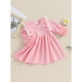 thumbnail image 3 of Biekopu Toddler Girl Sweet A-Line Dress, Ruffled Lace Patchwork Long Sleeve Round Neck Dress for Spring Fall, 3 of 9