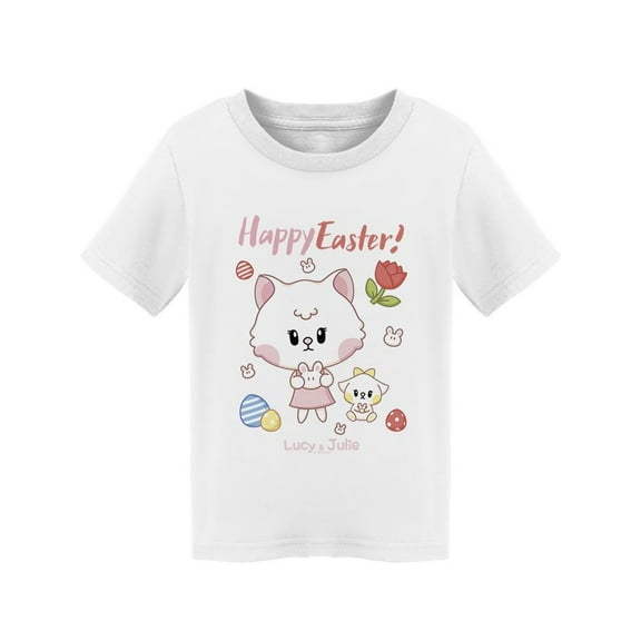 Lucy And Julie Happy Easter! T-Shirt Toddler -Electural Designs,  3 Toddler