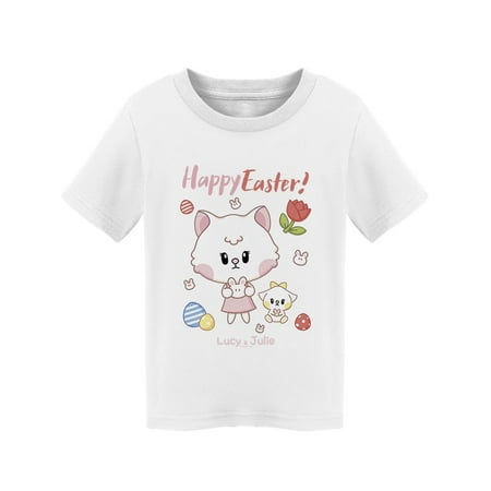 

Lucy And Julie Happy Easter! T-Shirt Toddler -Electural Designs 2 Toddler