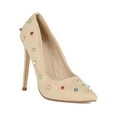thumbnail image 1 of Women Faux Suede Multi Color Studded Pointy Toe Stiletto Heel Pump 19380, 1 of 6