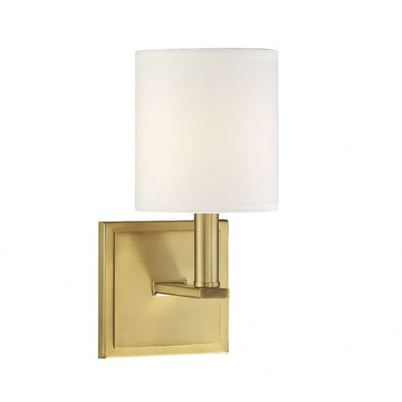 

1 Light Modern Metal Wall Sconce with Drum White Fabric Shade-11 inches H By 5 inches W-Warm Brass Finish Bailey Street Home 159-Bel-3354984