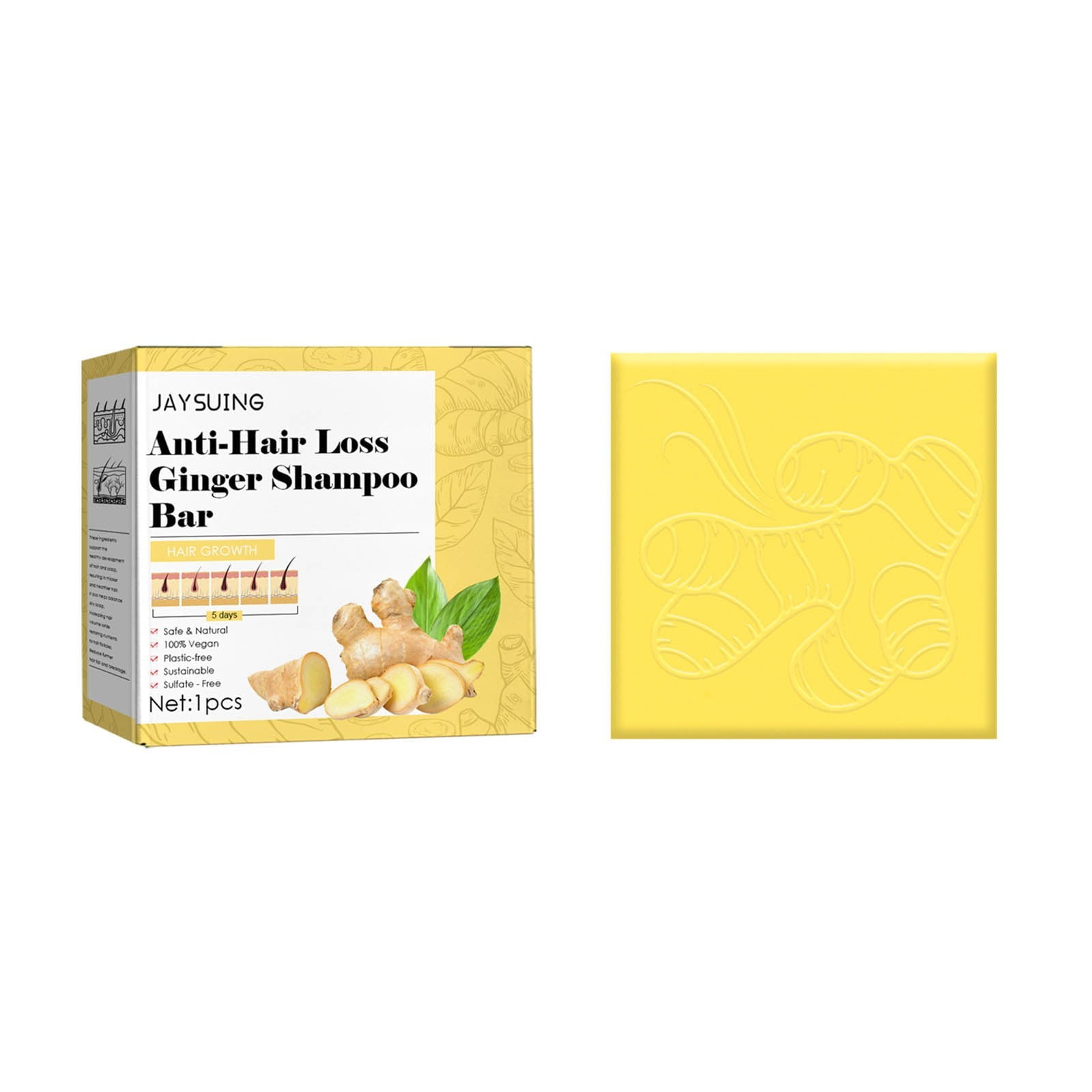 PRINxy Ginger Hair Regrowth Shampoo Bar,Ginger Shampoo Bar Soap,Loss