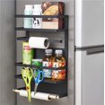 thumbnail image 1 of Fridge Magnet Organizer Spice Rack Storage Magnetic Kitchen Storage Organizer with Paper Towel Holder 5 Hooks Hanger Magnet Rack, 1 of 8