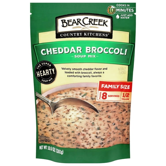 Bear Creek Country Kitchens Cheddar Broccoli Soup Mix, Shelf-Stable, 10.6 oz Pouch