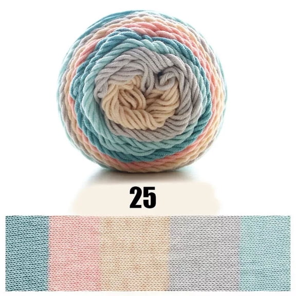 2 Pack 100g Rainbow Cotton Yarn Segment Dyeing 5 Strands of Milk Cotton Line DIY Knitting Crochet Sweater Scarf Blanket Cake Yarn