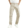 thumbnail image 5 of Dolkfu Work Mens Big and Tall Pants Cargo Beige Slim Fit Pants Relaxed Fit Outdoor Straight Leg Trouser Mens,XXL, 5 of 6