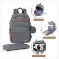 thumbnail image 3 of Mochila pañales iniuniu, grande niños/niñas, impermeable, bolsa pañales, cambiador lavable, estuche chupete, correas cochecito (gris), 3 of 3