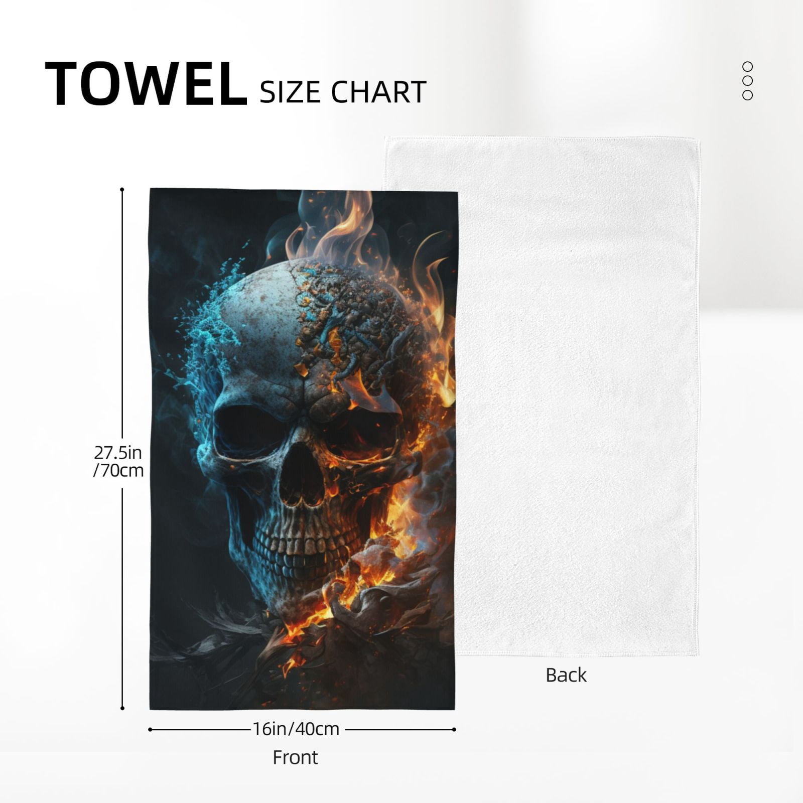 Burning Skull Head Death Fire Flaming 27.5" x 16" Ultra Soft Hand Towel, Face Wash Cloth for Bathroom, Gym, Travel, Pool