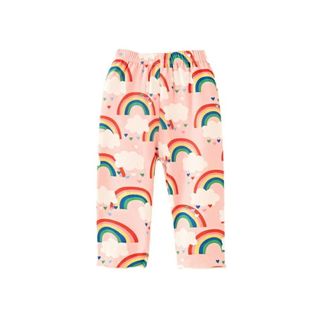 

Lovskoo Leggings for Girls Summer Baby Printed Pattern Thin Fit Capris Worn Externally in Summer Style for 1-6 Years Multicolor