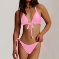 thumbnail image 2 of 2 Piece Swimsuit for Women Separates Bikini Set High Waisted Stylish Solid Color Pink Womens Bathing Suits M, 2 of 3