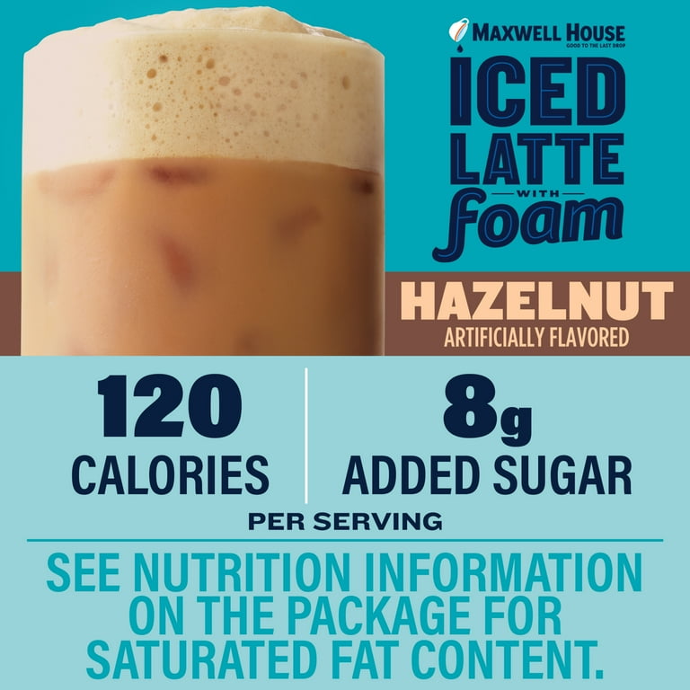 Maxwell House Iced Hazelnut Latte, Instant Coffee Mix with Foam