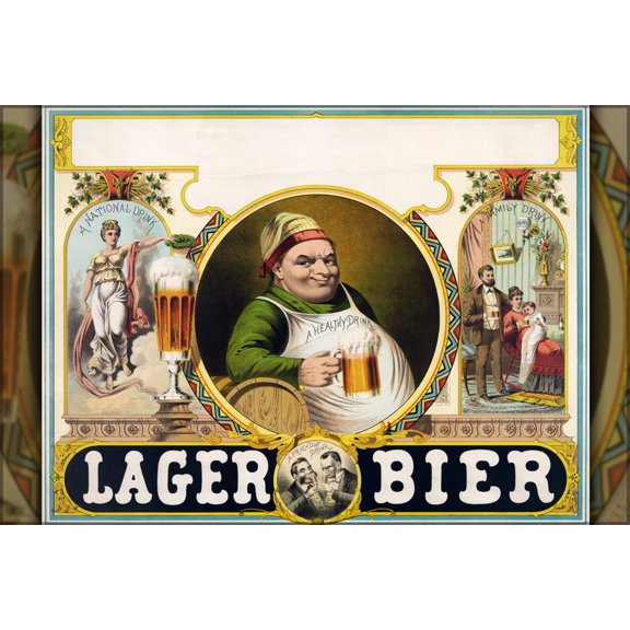 24"x36" Gallery Poster, Lager bier c1870s