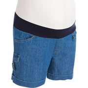Maternity Demi-Panel Cuffed Denim Utility Shorts