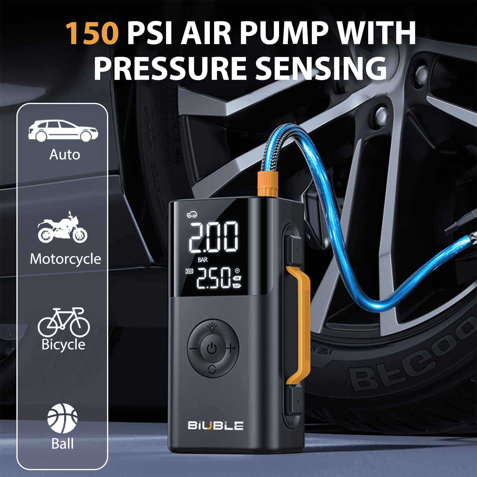 8500A Multi-function Car Jump Starter with Air Inflator/Deflator Compressor, 7-in-1 Car Battery Jump Starter with LED Emergency Light,Portable Car Jump Starter for Gasoline or Diesel
