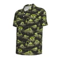 thumbnail image 2 of Vsdgher Light Green Excavator Print Men's Short Sleeve Stretch Polo Shirt, Moisture-Wicking Performance Polo Shirt, 2 of 8