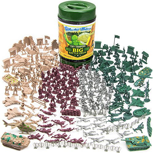 Tiny Troopers Big Battle Drum | 260-piece Army Men, Vehicles, and Play Mat