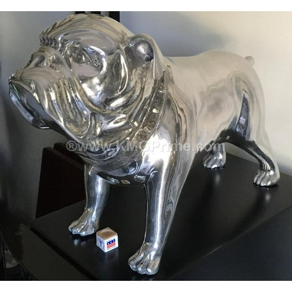 KMG Heavy Bulldog Statue Home Decor- 28 Lbs | 19" Premium Large Statue | Sculpture| Figurine of Aluminum Solid Metal, Handcrafted | Hand Carved | Polished, Pure Non-decolorizing Aluminum