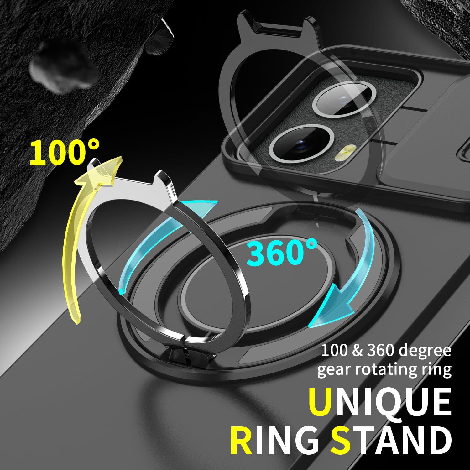 Shockproof Case For Motorola Edge 2024 – Sliding Lens Cover, Magnetic Ring Stand