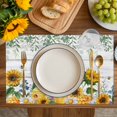 thumbnail image 4 of Sunflowers Placemats Set of 12, Floral Green Leaves Bees Watercolor Wooden Placemats for Dining Table, Place Mats for Kitchen Tabletop, Waterproof Wipeable Dining Table Mats Set, 4 of 9