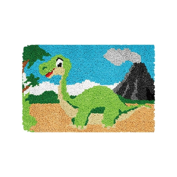 Dinosaur Latch Hook Rug Kits, Embroidery Decoration Door Mat Needlework DIY Rug Making Kits, Rug Hooking Kits for Adults Kids