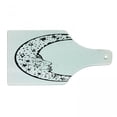 thumbnail image 1 of Magic Moon Cutting Board, Monochrome Modern Crescent with Human Face and Starry Ornament, Decorative Tempered Glass Cutting and Serving Board, in 3 Sizes, by Ambesonne, 1 of 2