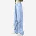 thumbnail image 6 of hotojiny Cargo Pants Women Button Low Rise Drawstring Bow Tie Sweatpants Streetwear Cute Casual Pockets Hiking Wide Leg Trousers, 6 of 7
