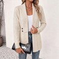 thumbnail image 5 of VEKDONE Womens Heathered Knit Cardigan Shawl Collar Open Front Overcoat Relaxed Fit Ribbed Cuffs and Hem Jackets Fall Winter Fashion Clothing for Commuting, 5 of 6