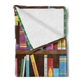 thumbnail image 2 of Bookshelf Soft Flannel Fleece Blanket, Digital Drawing Graphic of Home Library with Books About Different Subjects Image, Cozy Plush for Indoor and Outdoor Use, 70" x 90", Multicolor, by Ambesonne, 2 of 5