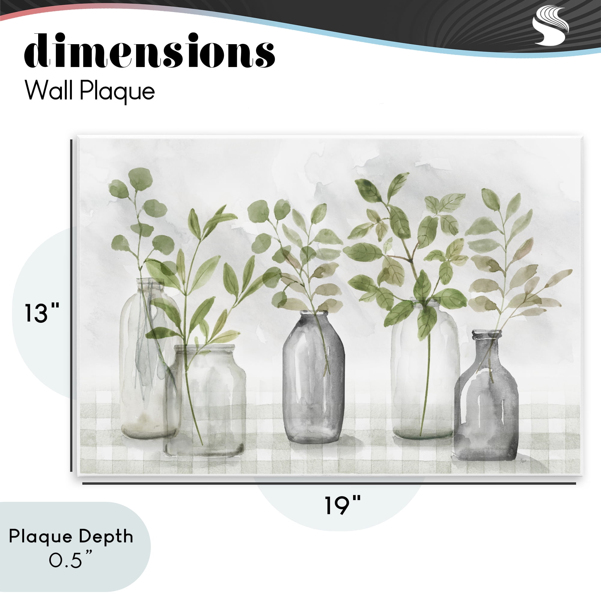 Stupell Industries Greenery Leaves in Vases Wall Plaque Art, design by Nan