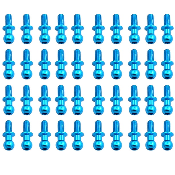 40Pcs M3 Tornillos de Cabeza Esférica Hexagonal de Metal para Tt01 Tt02 Sakura D5 1/10 Rc Drift Car Repuestos Universal, Azul