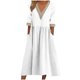 thumbnail image 2 of ICHUANYI Clearance Women's Large Loose Cotton Linen Lace Collar Five Quarter Sleeve Medium Length Dress(White, M) ICHUANYI WER2023081003979, 2 of 6