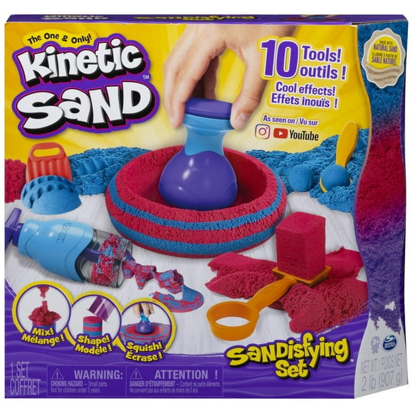 Kinetic Sand, Coffret Sandisfying avec 907 g de sable et 10 outils, pour les enfants à partir de 3 ans