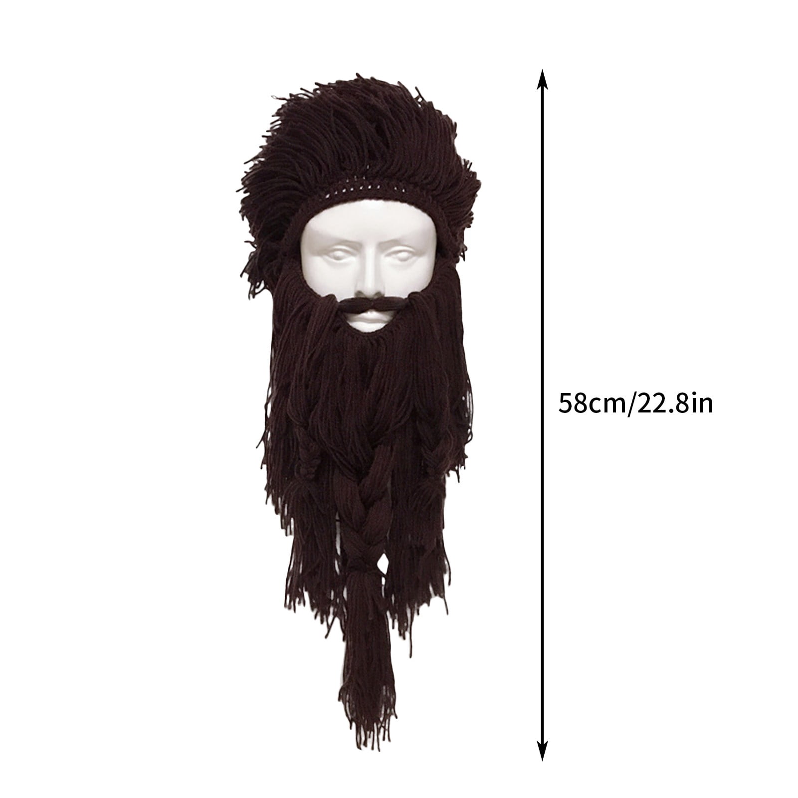 YEKEYI Perücken-Bart-Mütze – Wikinger-Strickmütze Mit Abnehmbarem Bart, Einheitsgröße – Lustiges Accessoire Für Halloween, Party & Winter