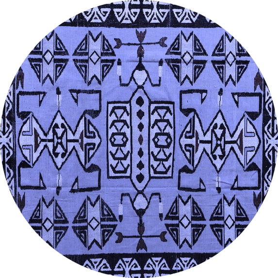Ahgly Company Indoor Round Southwestern Blue Country Area Rugs, 3' Round