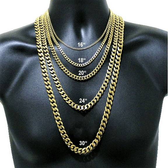 Necklace for Men and Women Stainless Steel Cuban Curb Chain Gold