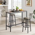 thumbnail image 2 of AUKFA 3-Piece Bar Table Set, Pub Dining Table & PU Upholstered Stools with Backrest for Kitchen Small Space, Gray, 2 of 10