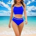 thumbnail image 6 of qucoqpe Womens Bathing Suit 2 Piece High Waisted Bikini Sets Color Blocking Bathing Suits for Women, 6 of 8