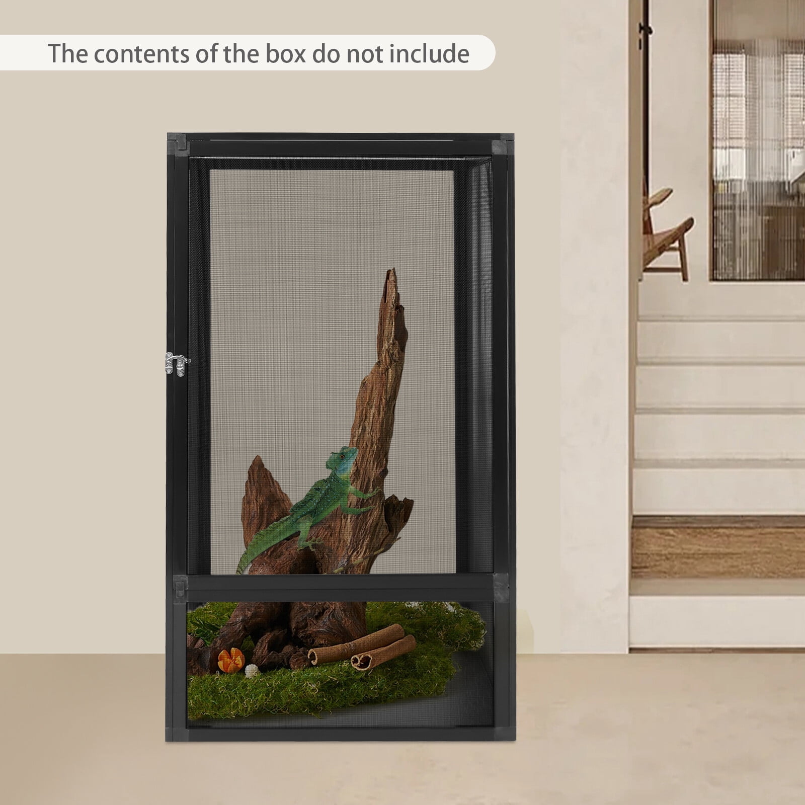 Modern Reptile Pet Feeding Enclosure Black Reptile Pet Feeding Net Box for Reptiles and Small Insects