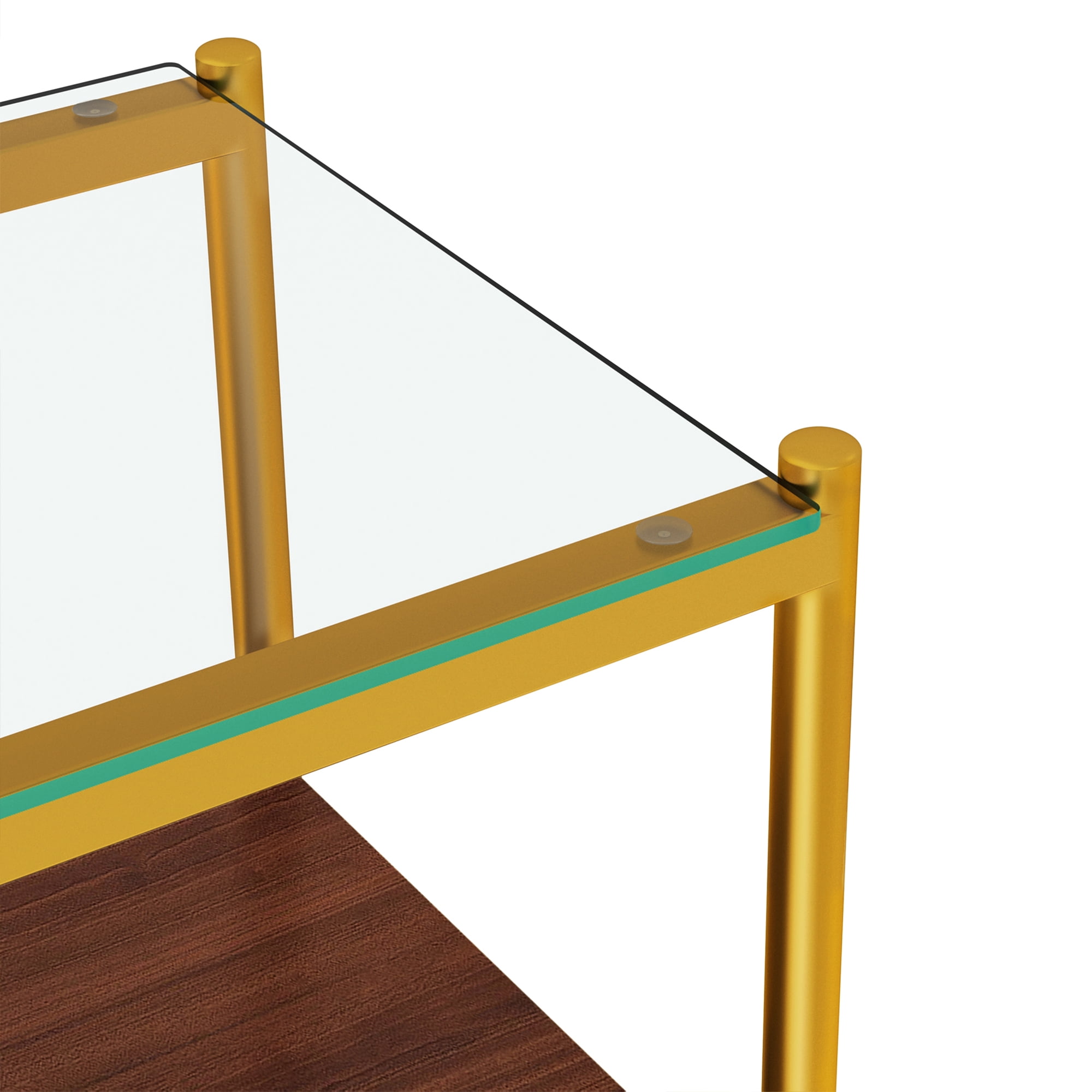 MAYEERTY Set of 2 Rectangle End Tables with Transparent Tempered Glass & MDF Layer