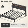 thumbnail image 3 of Satifur King Bed Frame with Upholstered Storage Headboard, Metal Platform Bed Station with Charging Station & LED, Noise-Free.No Box Spring Needed, 3 of 8