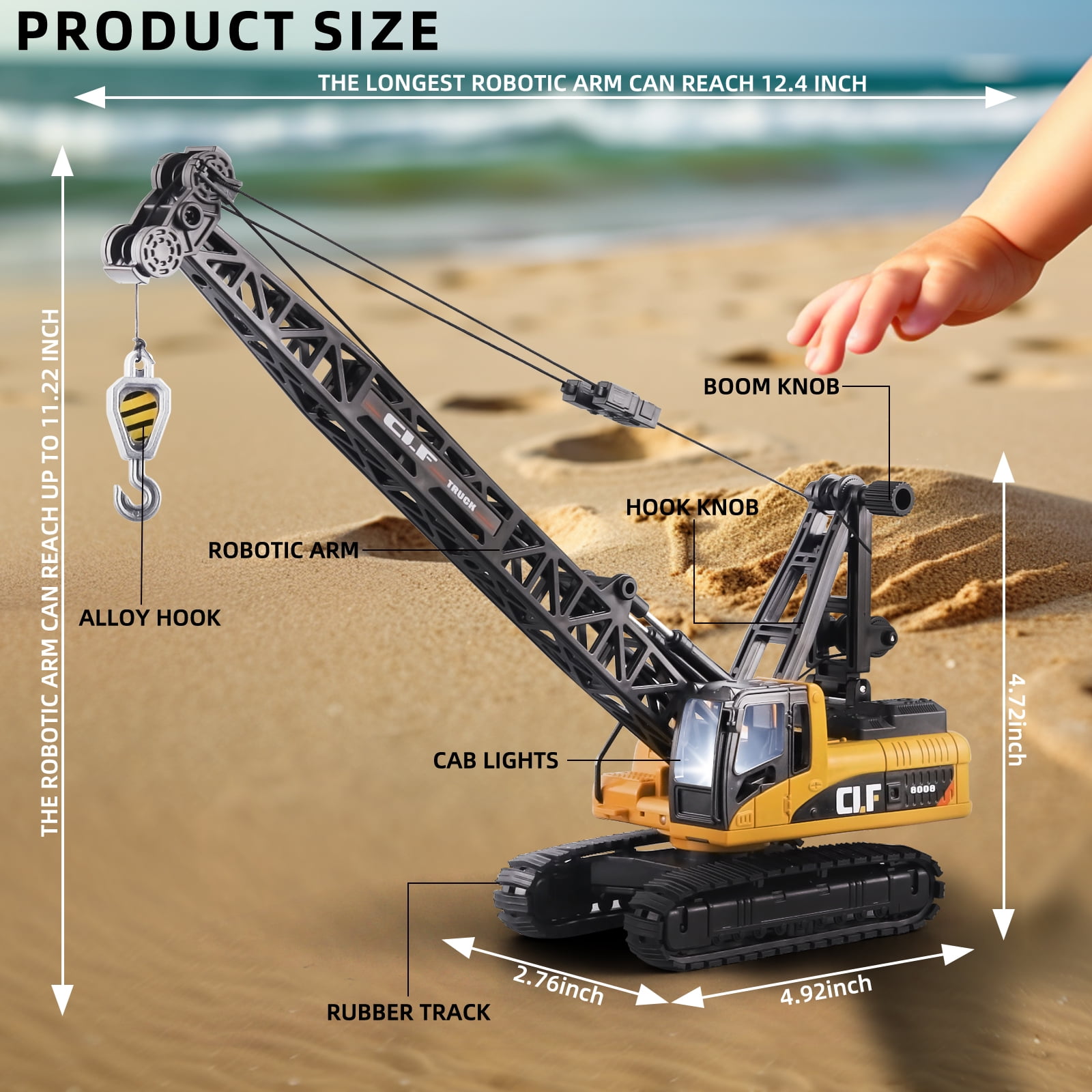 Anmyjuly Construction Crane Toys for 3-8 Year Old Boys with Sounds Friction Power Transport Dump Truck Bulldozer Toys Cars for Kids Christmas Birthday Gift