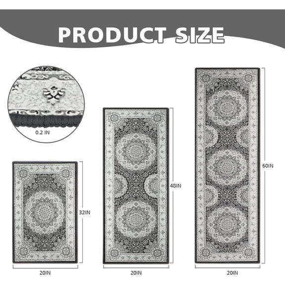 Boho Kitchen Rugs Sets of 3 Piece,Farmhouse Kitchen Area Rug Floor Carpet Runner Rugs,Non Slip Washable Kitchen Mats Set for Kitchen Floor Bathroom Laundry Office Sink (Colorful