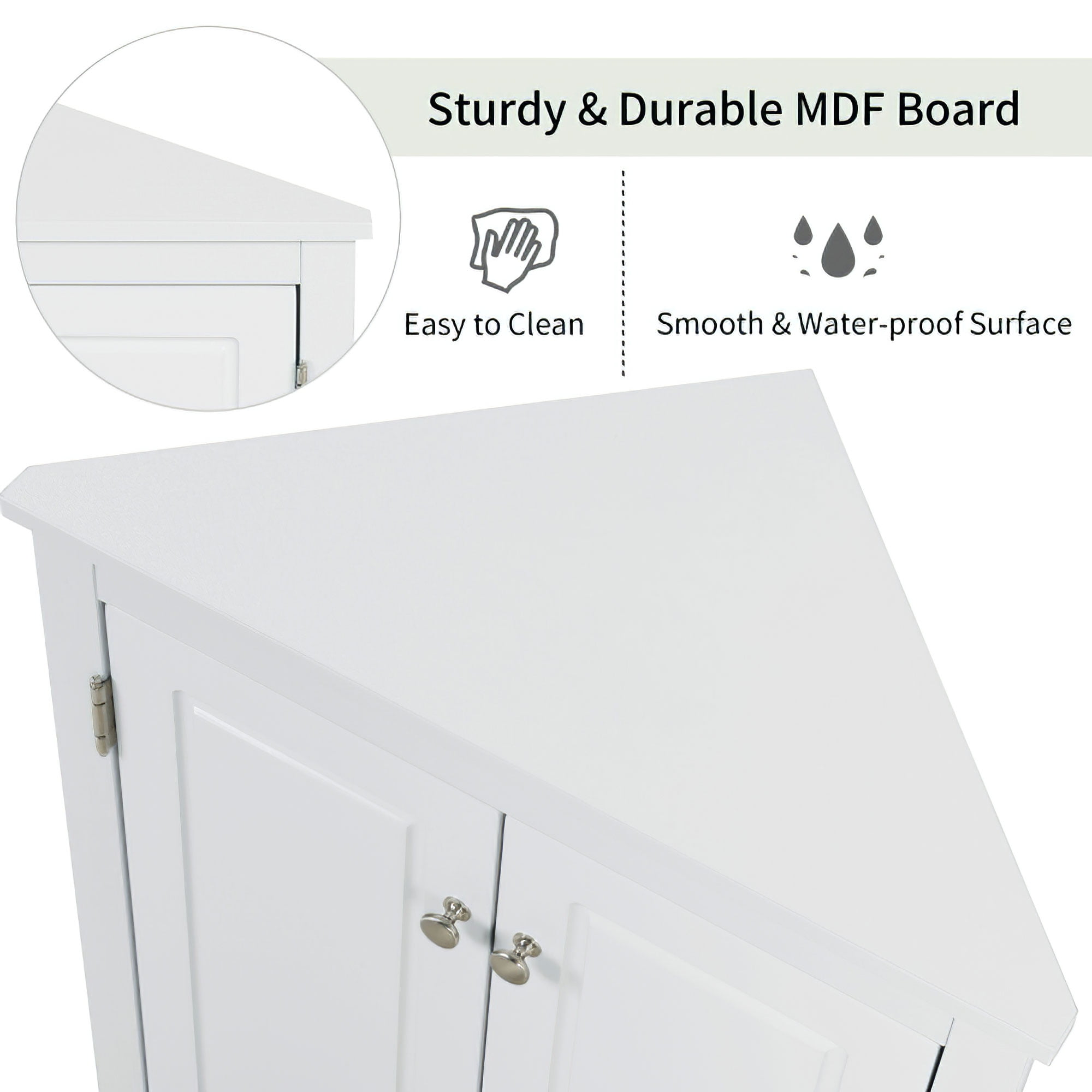 Aukfa Corner Cabinet Storage Cabinet with Door for Bathroom Bedroom Kitchen, White