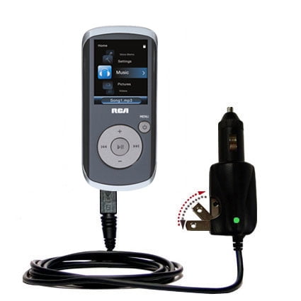 Gomadic Intelligent Dual Purpose DC Vehicle and AC Home Wall Charger suitable for the RCA M4208 OPAL Digital Media Player - Two critical functions, one unique