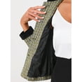 thumbnail image 4 of INSPIRE CHIC Women's Elegant Velvet Collared Plaid Tweed Blazer XL Yellow, 4 of 5