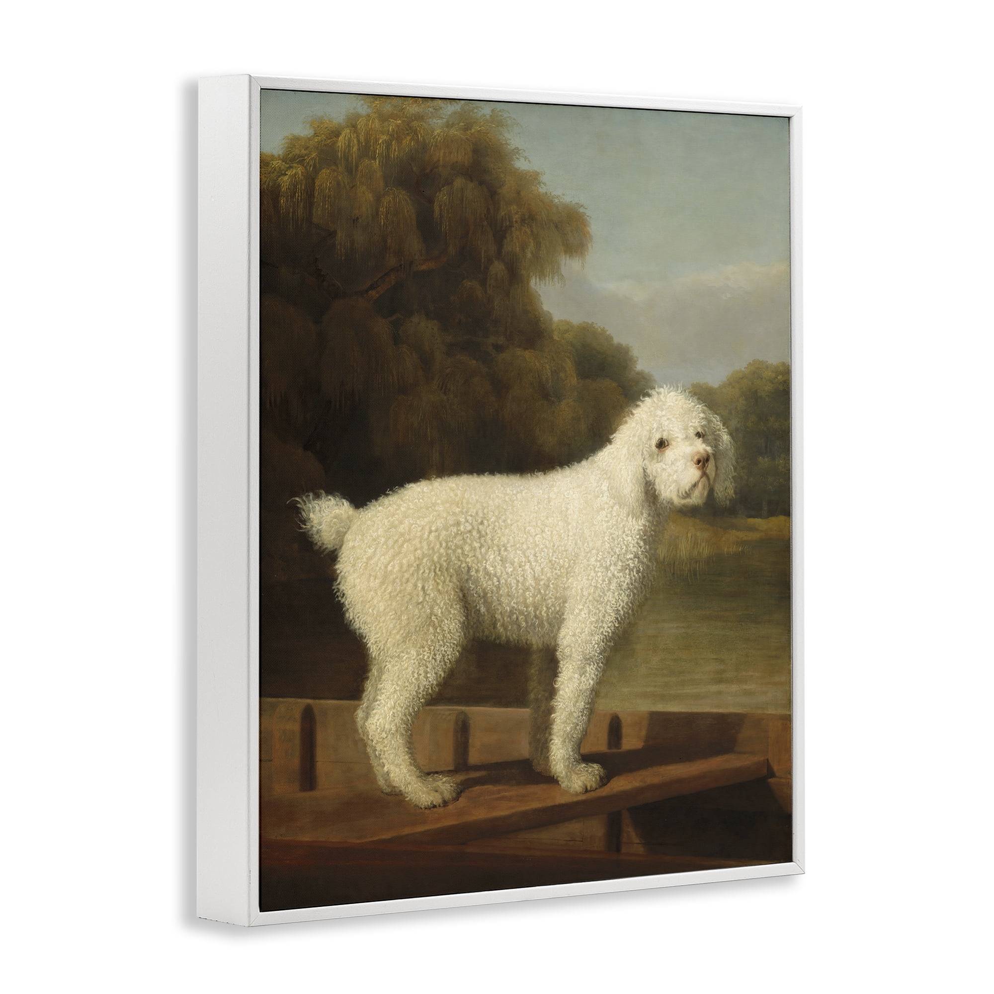 Stupell Industries White Poodle in a Punt White Framed Giclee Art, design by Tina LeCour