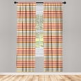 thumbnail image 3 of Ambesonne Tribal Curtains, Striped with Art, Pair of 28"x84", Marigold Red and Tan, 3 of 5
