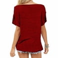 thumbnail image 4 of Blusa de manga corta, camiseta de verano con hombros descubiertos para mujer, camiseta con botones laterales, camiseta holgada para mujer construida para durar, 4 of 6