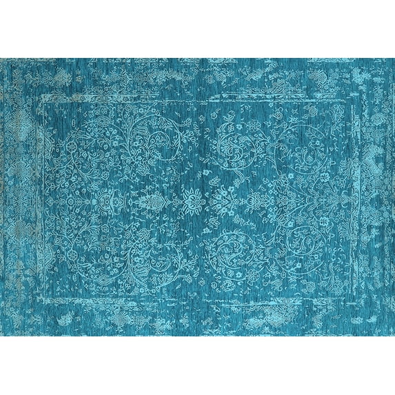 Ahgly Company Indoor Rectangle Oriental Light Blue Industrial Area Rugs, 5' x 7'